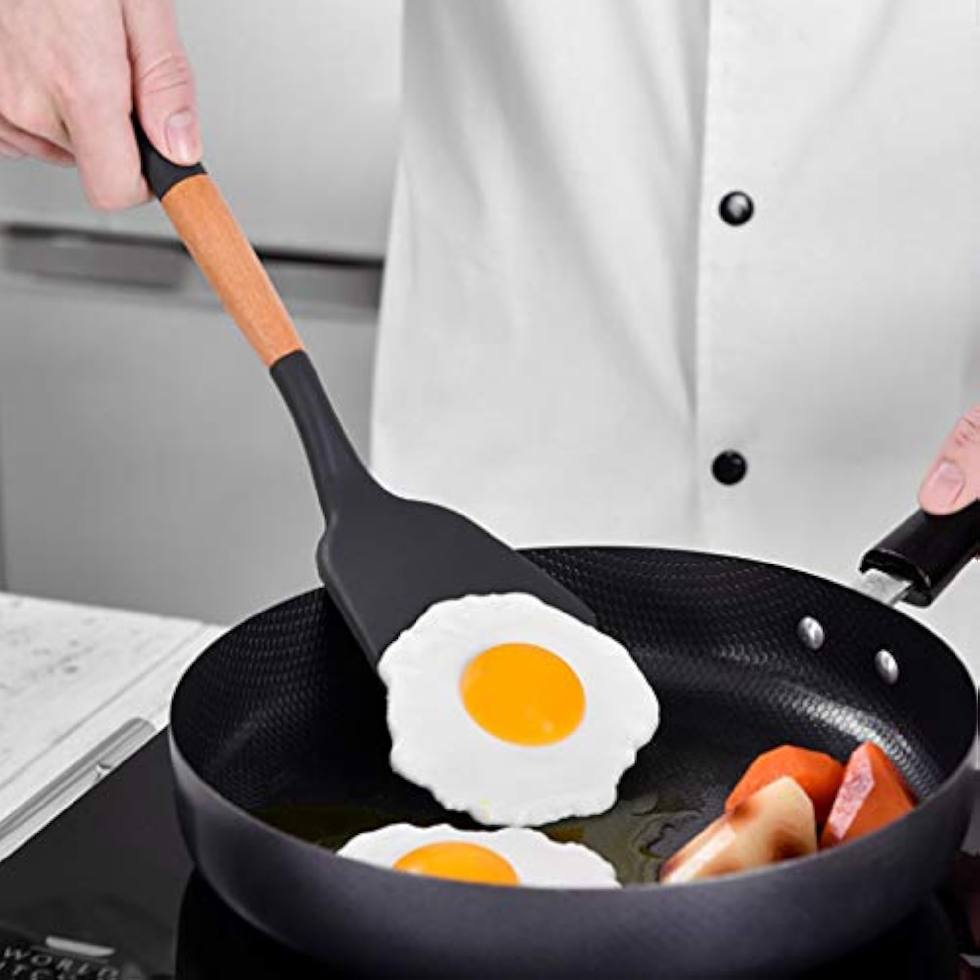 Outdoor Camping Kitchen Utensil Set Silicone Cooking Tool with Wood Handle